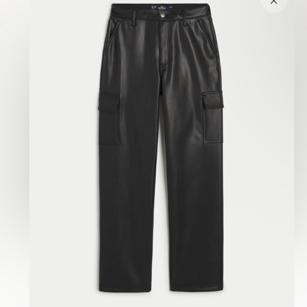 Ultra High-Rise Vegan Leather Cargo Dad Pants
655612294